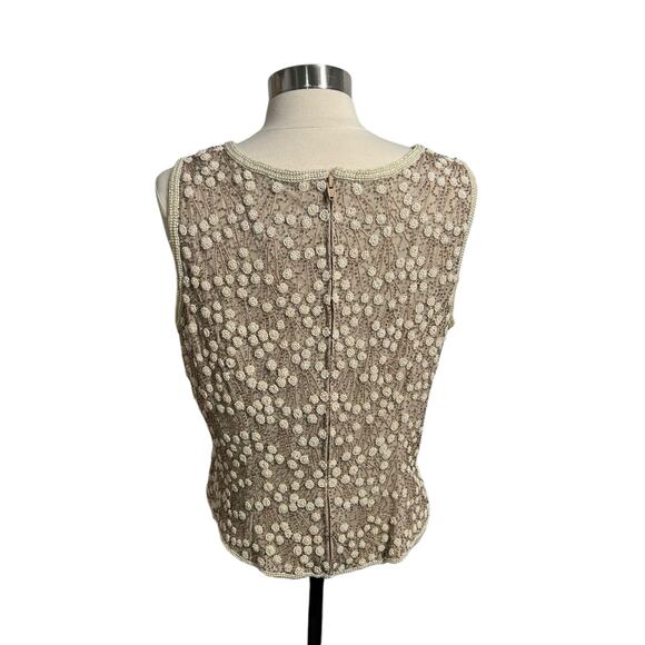 ADRIANNA PAPELL OCCASIONS 100% Silk Beaded Sleeveless Formal Top Size 12 - Picture 3 of 10